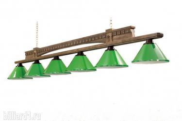 Бильярдный светильник коллекция Русич, 5 плафонов (пл. Барселона, дуб)